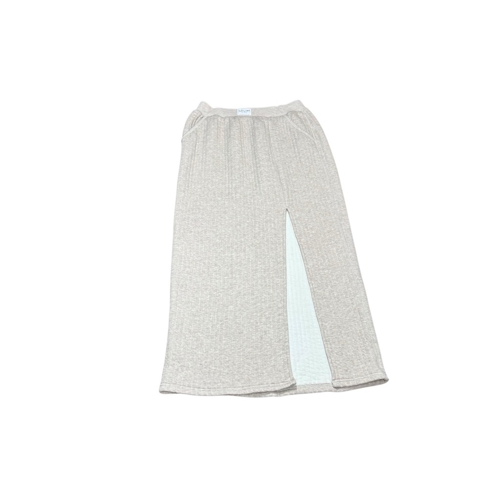 OFFLINE by Aerie Quilted Ribbed Maxi Skirt In Oatmeal Heather NWT